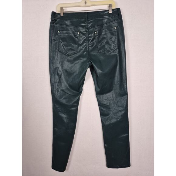 Chico’s Platinum Coated Jeans Size 1.5 Metallic Green Skinny Stretch Pants - Picture 3 of 10